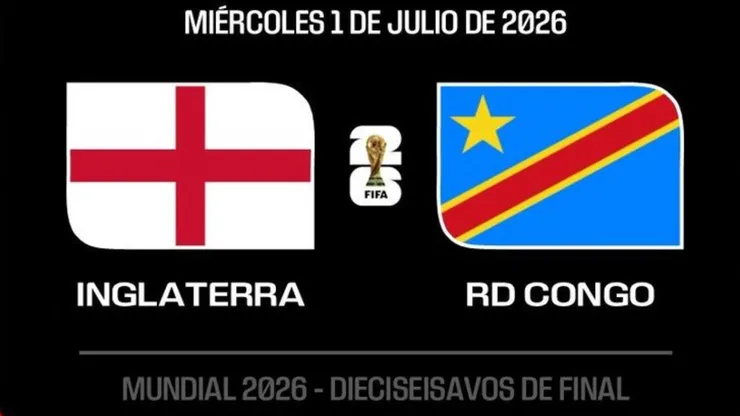 Inglaterra y RD Congo cara a cara este miércoles en el Mundial 2026.