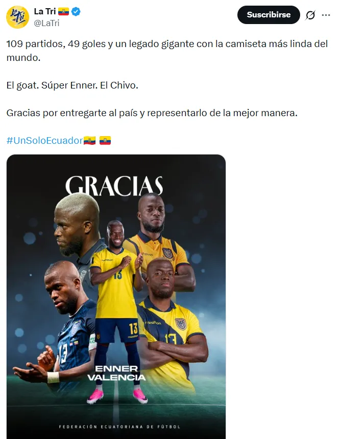 Enner Valencia se fue de la Selección de Ecuador. (Foto: Captura de pantalla)
