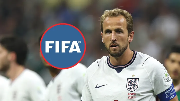 El logo de la FIFA y Harry Kane.