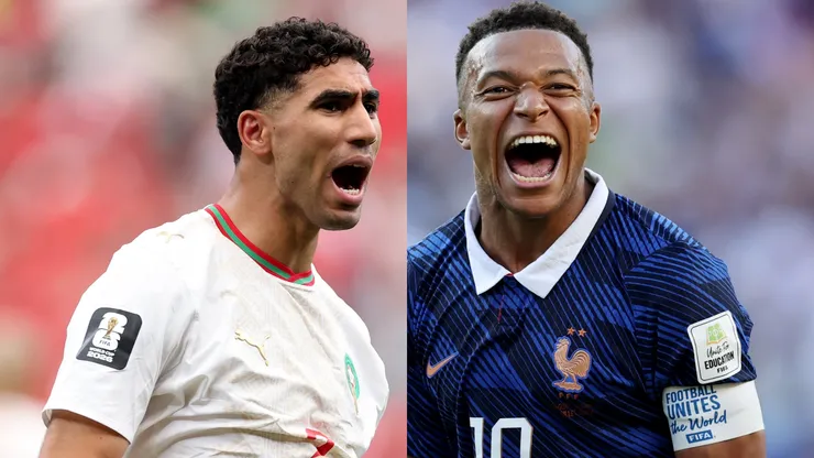 Hakimi y Mbappé, capitanes y referentes de dos selecciones que aspiran al título.