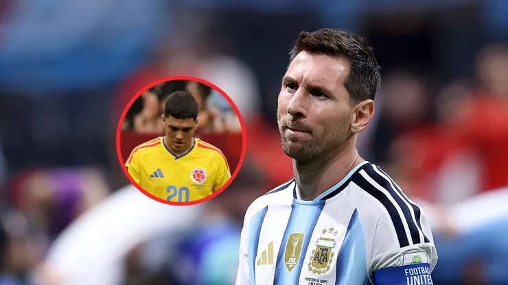Juanfer Quintero y Lionel Messi.