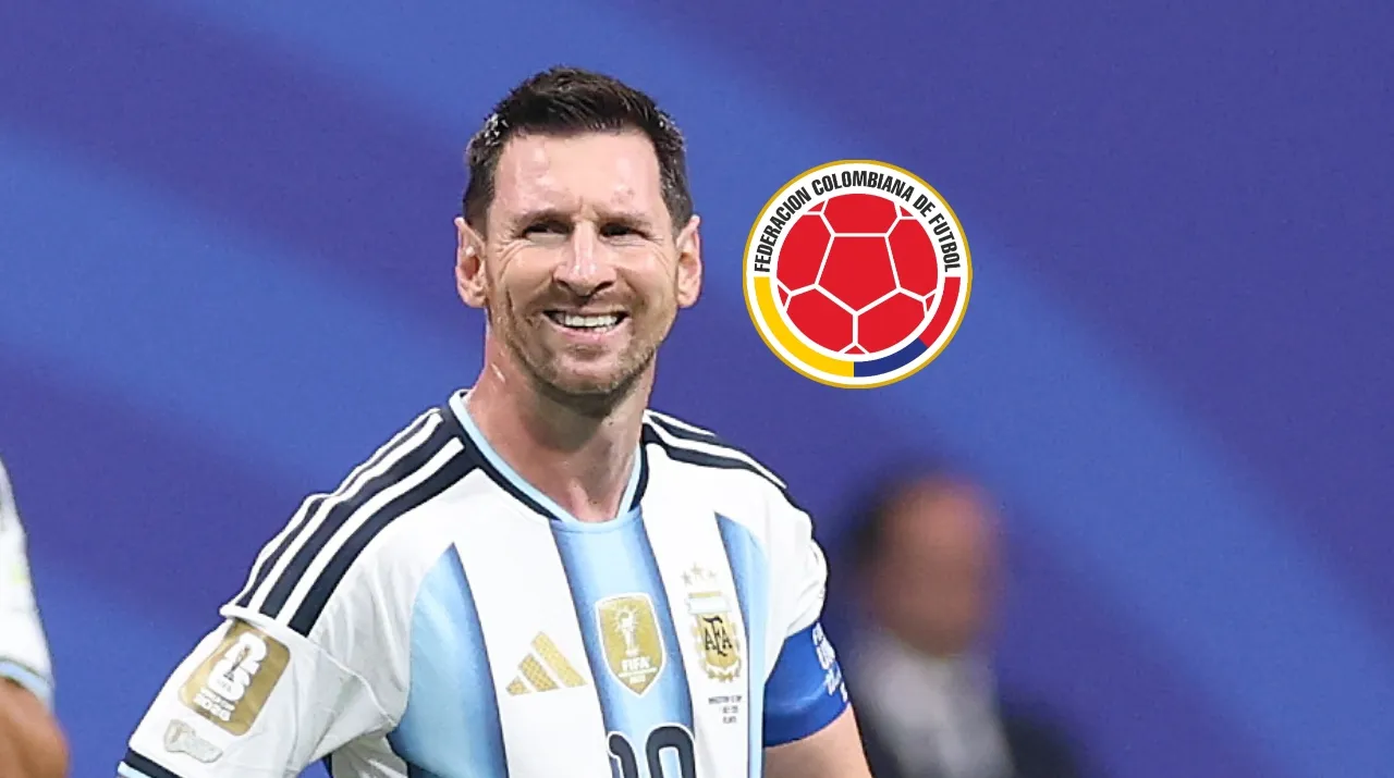 Messi y el escudo de la Federación Colombiana de Fútbol