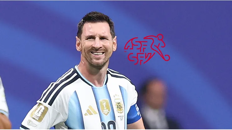 Messi y el escudo de Suiza.