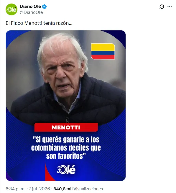 La prensa de Argentina sobre la eliminación de Colombia. (Captura de pantalla)