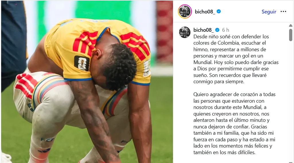 El mensaje de Campaz en redes sociales. (Foto: Captura de pantalla)