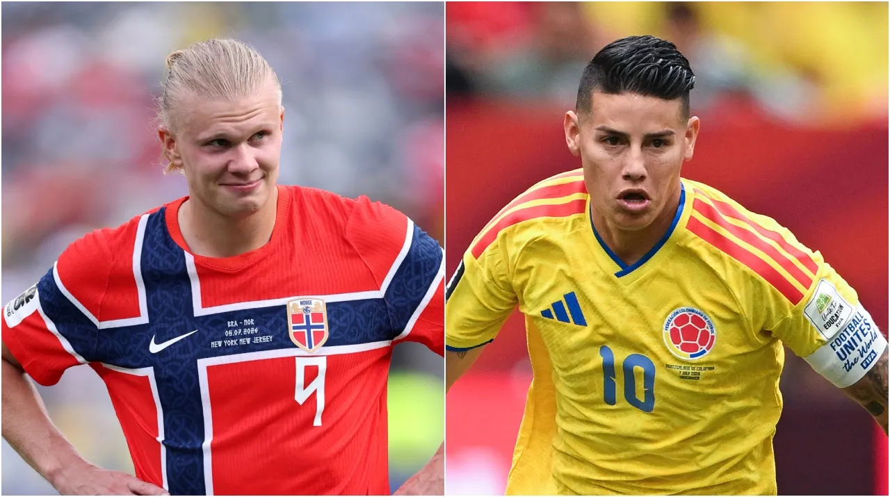 Erling Haaland y James Rodríguez. (Foto: Getty Images)