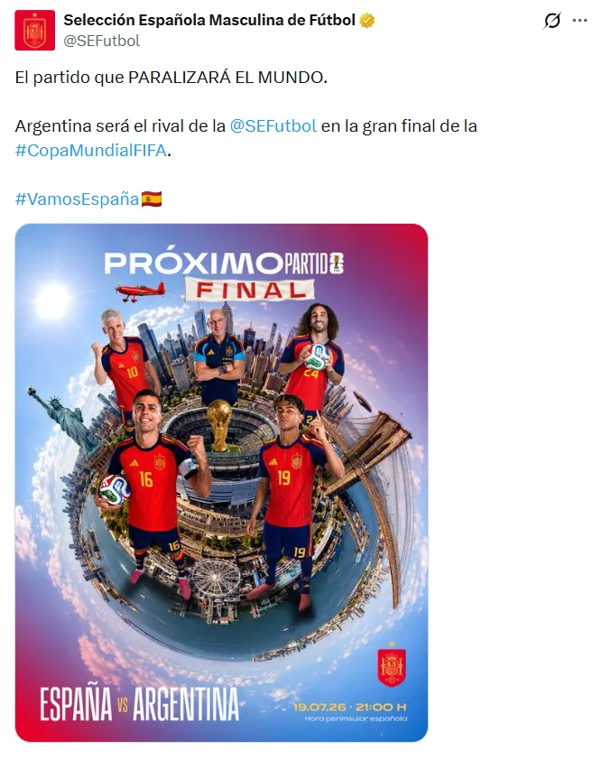 La primera reacción de España. (Foto: Captura de pantalla)