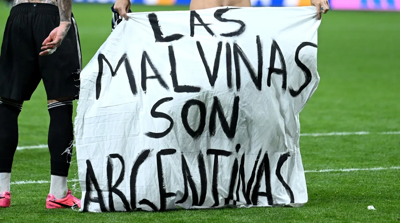 La bandera que usaron en la celebración de Argentina. (Foto: Getty Images)