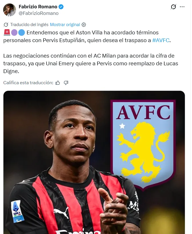 Pervis Estupiñán suena para Aston Villa. (Captura de pantalla)