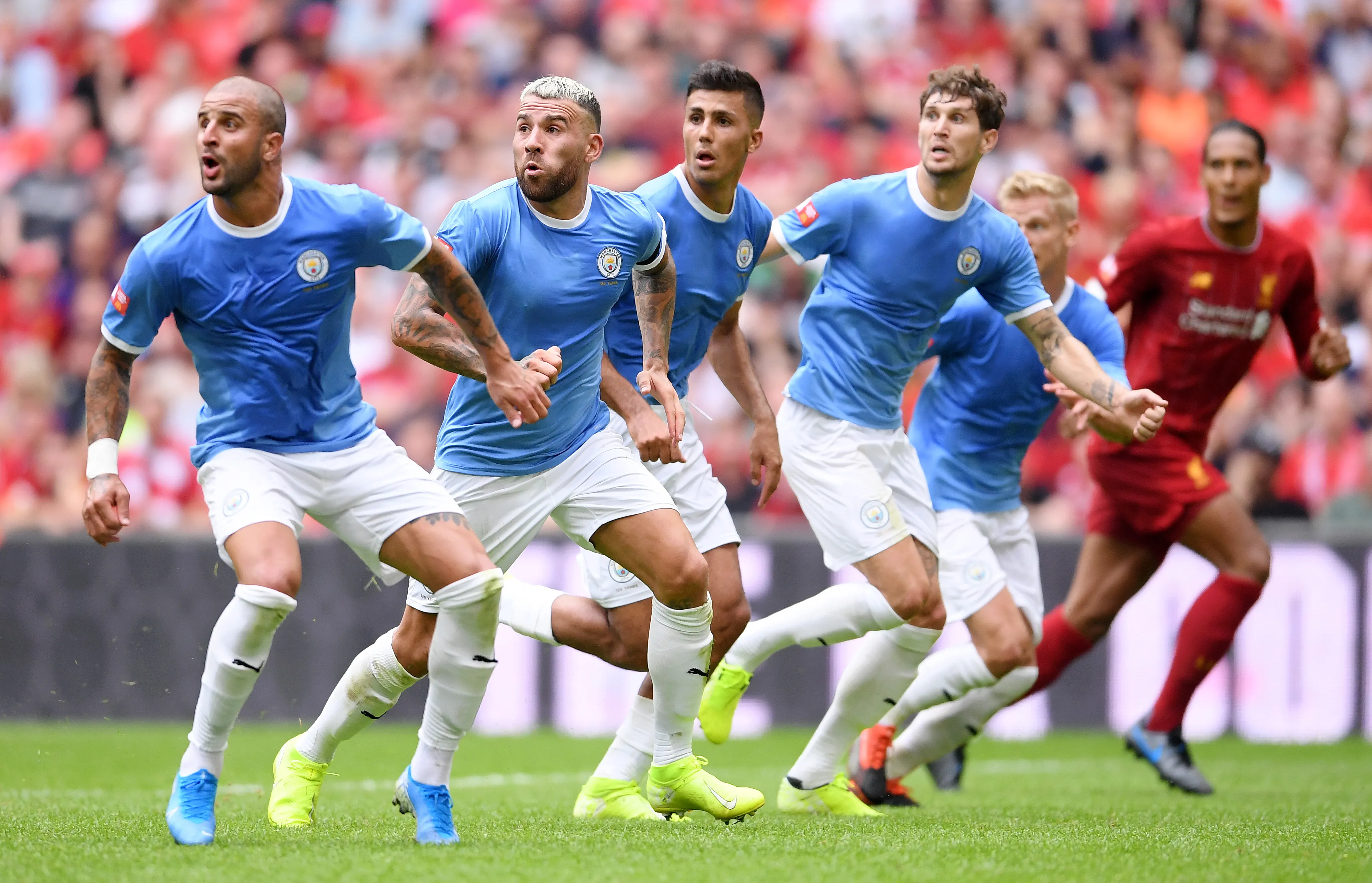 Rodri y Otamendi en el Manchester City.
