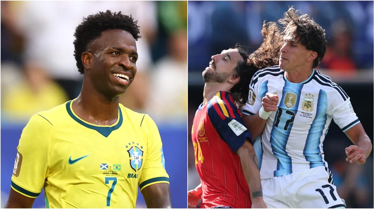 Vinicius Jr, Cucurella y Simeone. (Foto: Getty Images)
