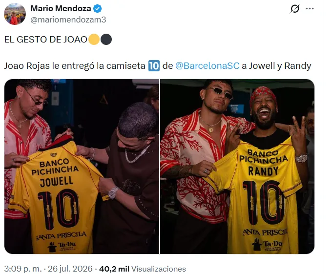 Joao Rojas apareció en la previa del partido. (Foto: Captura de pantalla)