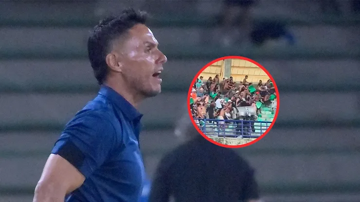 Lucas González y los hinchas de Atlético Nacional.