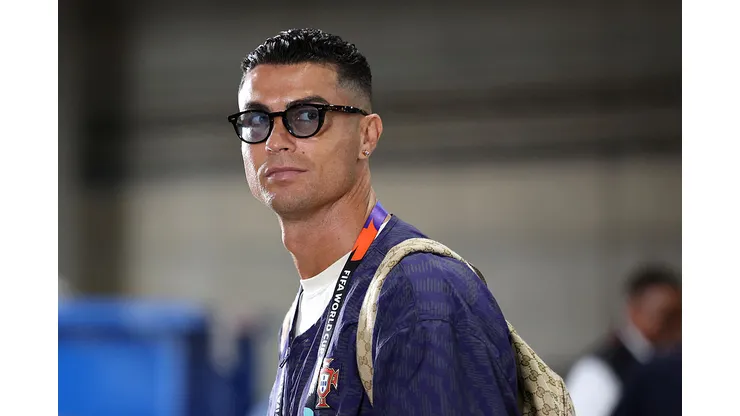 ARLINGTON, TEXAS - JULY 06: Cristiano Ronaldo #7 of Portugal arrives at the stadium before the FIFA World Cup 2026 Round of 16 match between Portugal and Spain at Dallas Stadium on July 06, 2026 in Arlington, Texas. (Photo by Florencia Tan Jun/Getty Images)