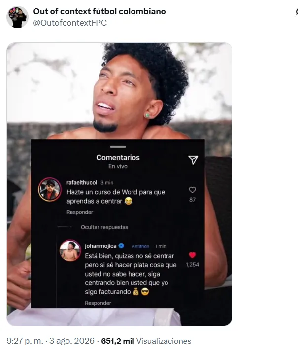 Polémica con Mojica y este comentario. (Foto: Captura de pantalla)