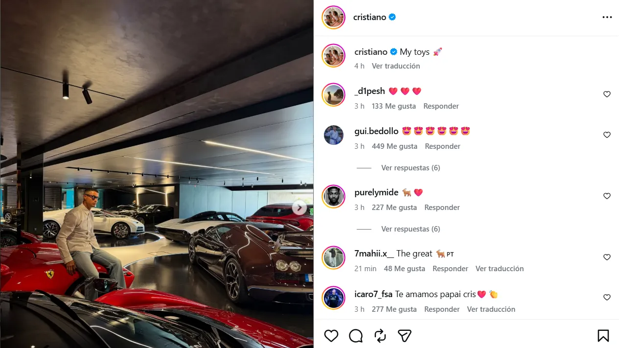 Cristiano Ronaldo presume su colección. (Foto: Captura de pantalla)