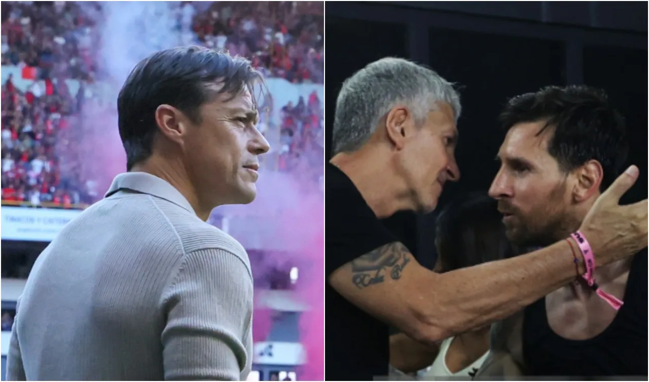 Matías Almeyda Jorge y Leo Messi. (Foto
