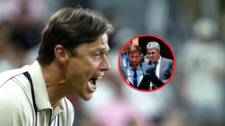 Matías Almeyda, Lionel y Jorge Messi.