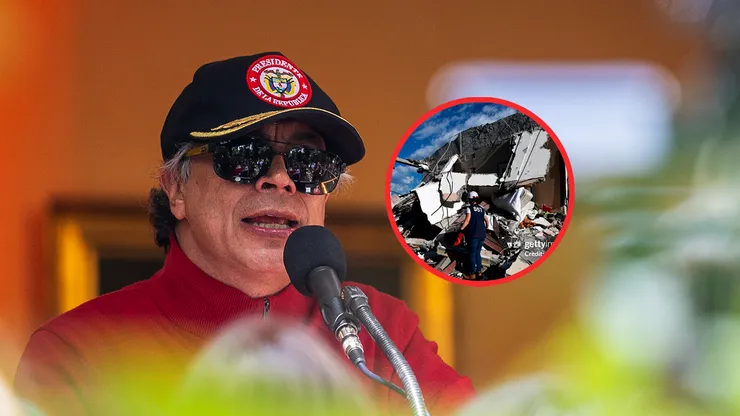 Gustavo Petro e imágenes del terremoto en Pereira.
