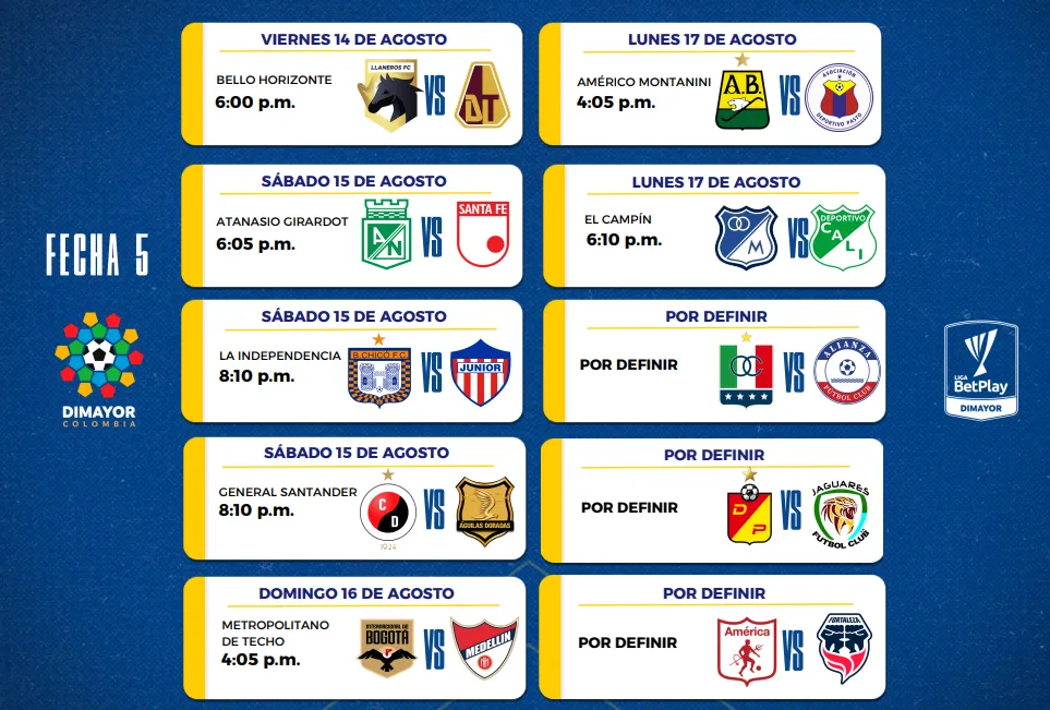 Los partidos de este fin de semana en el fútbol colombiano. (Captura de pantalla)