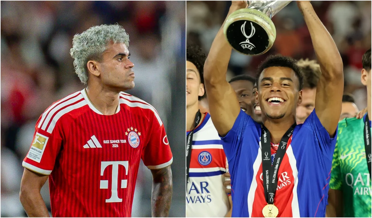 Luis Díaz y Désiré Doué. (Foto: Getty Images)