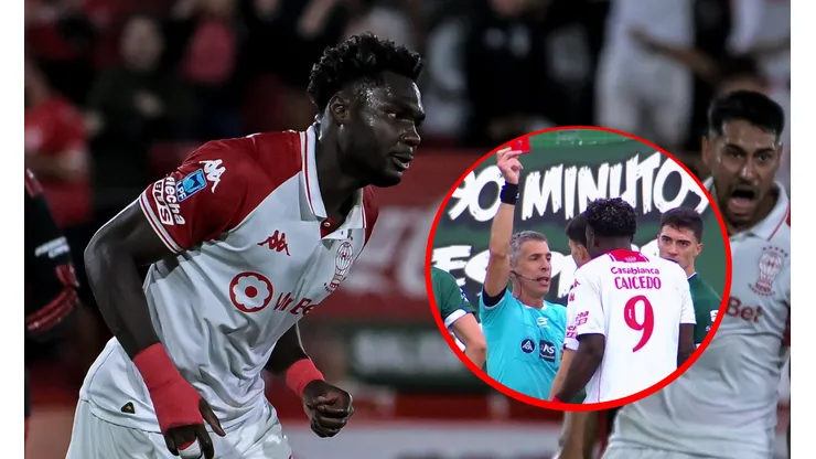 Jordy Caicedo pegó un cabezazo a un rival y se fue expulsado con Huracán