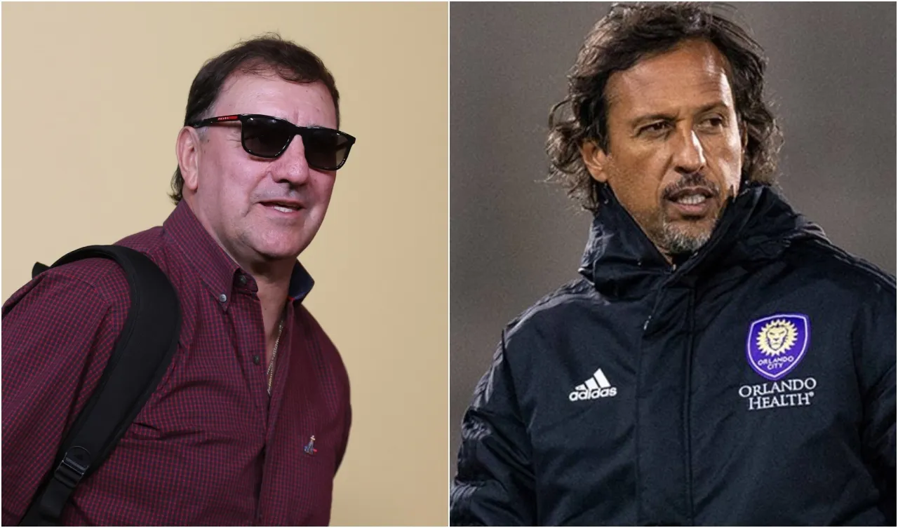 Lorenzo y el AT de la Selección Colombia. (Foto: Getty y X / @cesaralo)