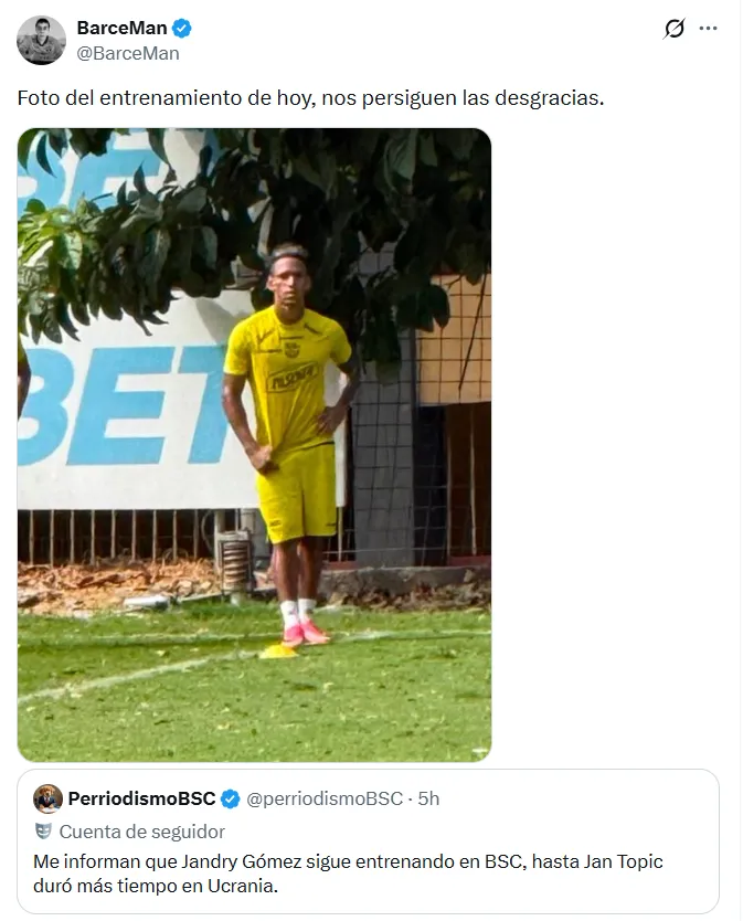 Los hinchas de Barcelona SC aún se enojan con Jandry Gómez. (Foto: Captura de pantalla)