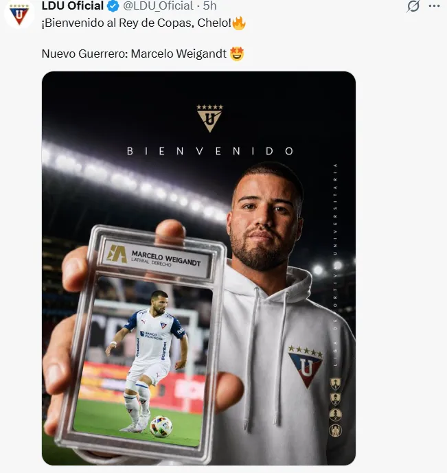 Weidgandt es nuevo jugador de Liga de Quito. (Captura de pantalla)
