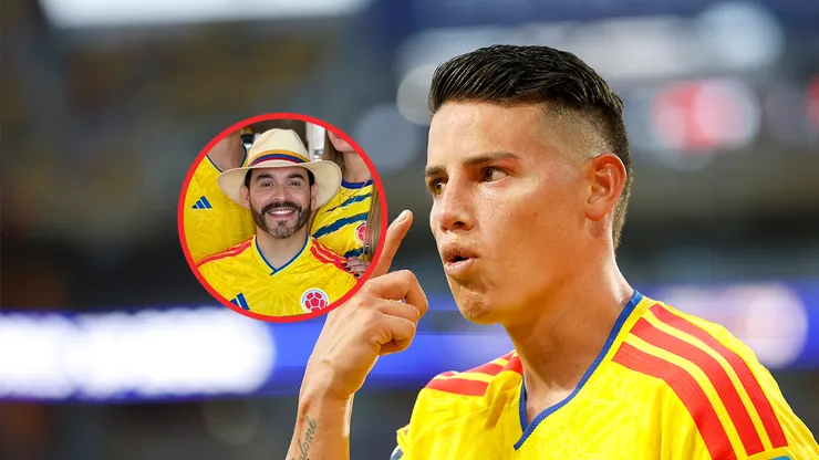 Abelardo de la Espriella y James Rodríguez con la camiseta de la Selección Colombia.