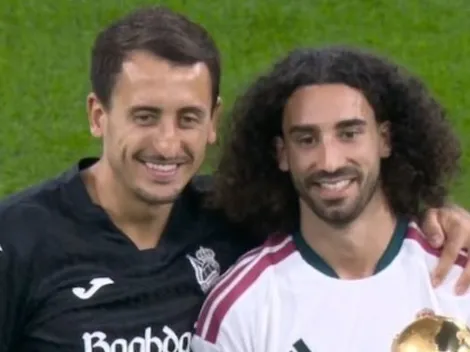 Emotivo homenaje del Bernabéu a Cucurella y Oyarzabal