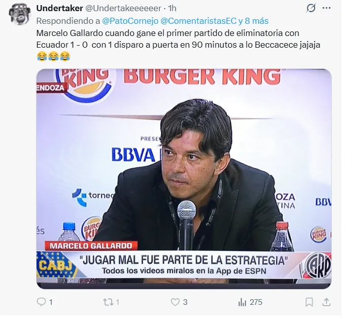 Los mejores memes de la posible llegada de Gallardo a Ecuador. (Captura de pantalla)