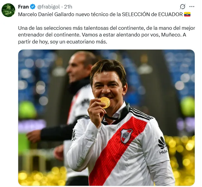 Los mejores memes de la posible llegada de Gallardo a Ecuador. (Captura de pantalla)