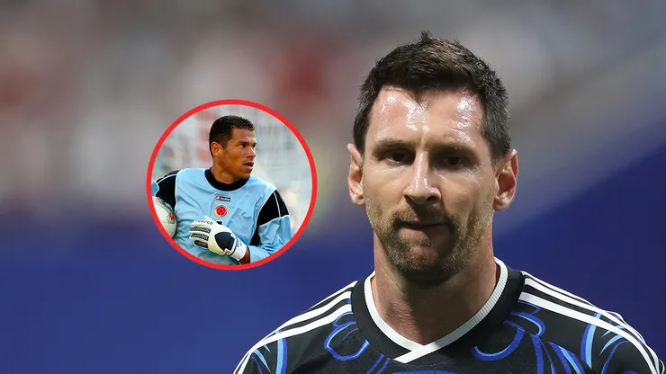 Óscar Córdoba y Lionel Messi.