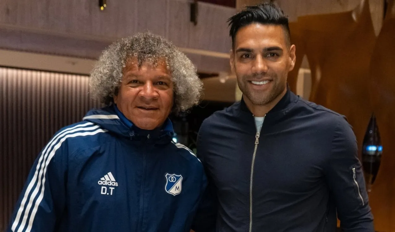 Alberto Gamero y Radamel Falcao. (Foto: X / @BOGANU_GAMES)