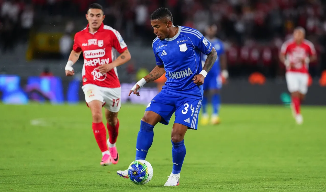 Guerrero en Santa Fe vs. Millonarios. (Foto: Vizzor Image)