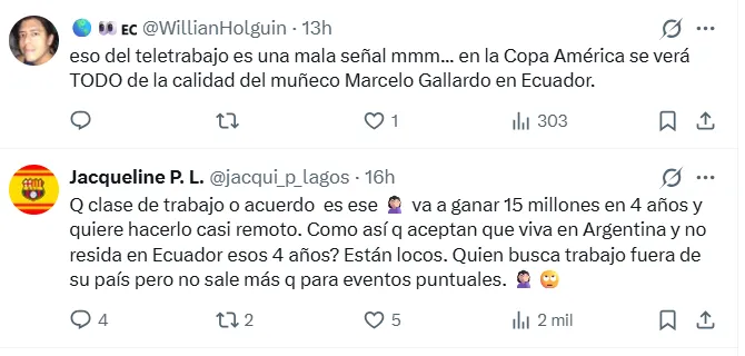 Comentarios de los hinchas contra Gallardo. (Captura de pantalla)