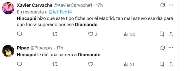 Algunos de los comentarios contra Hincapié. (Captura de pantalla)