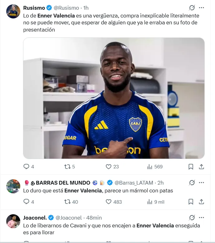 Los comentarios contra Enner Valencia. (Captura de pantalla)