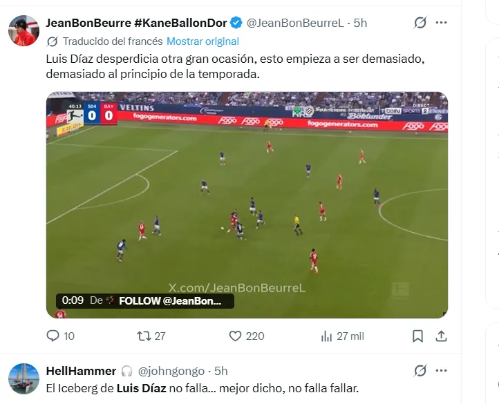 Los comentarios contra Luis Díaz. (Captura de pantalla)