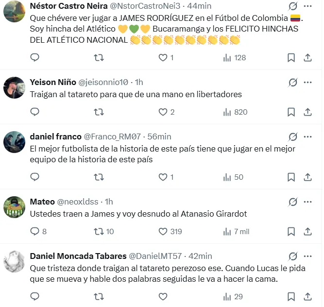 Los comentarios a favor de James. (Foto: Captura de pantalla)