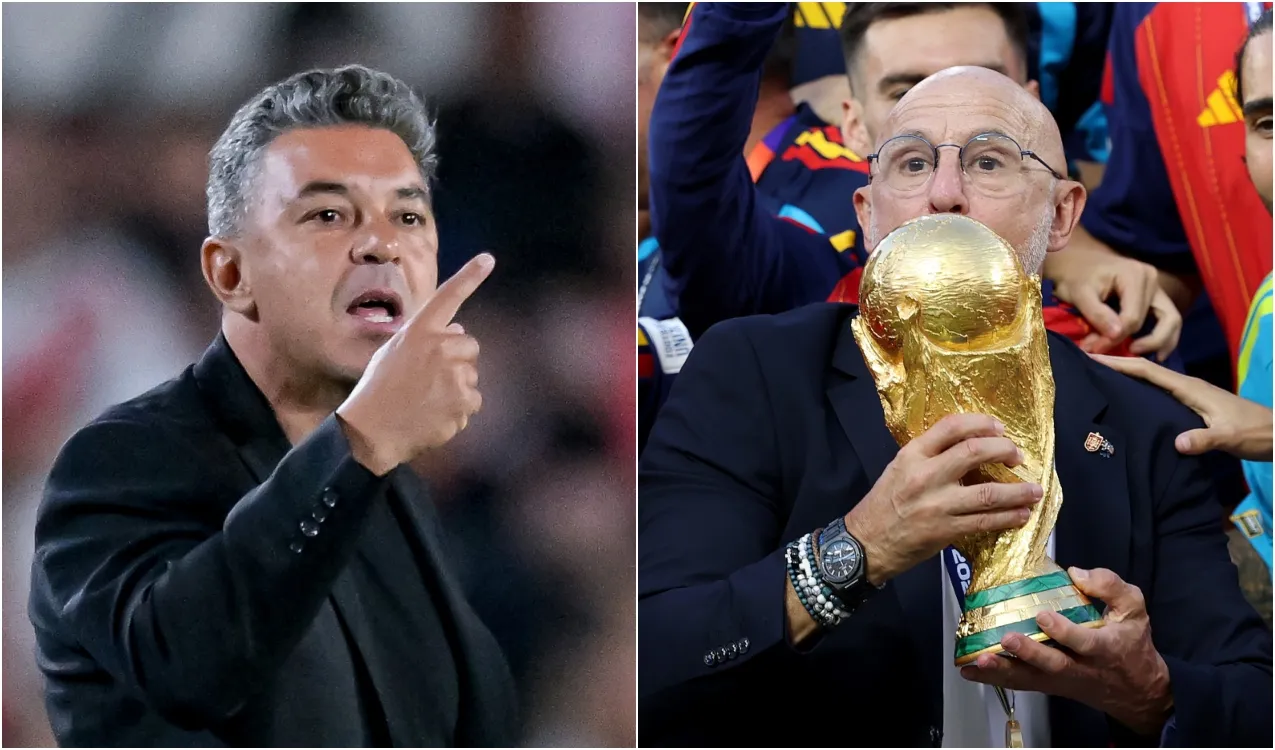 Marcelo Gallardo y Luis de la Fuente. (Foto: Getty)