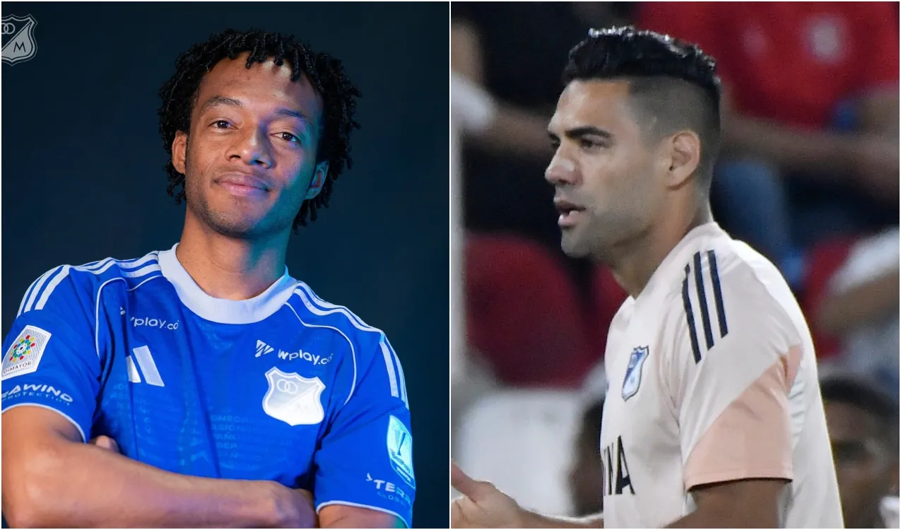 Cuadrado y Falcao en Millonarios. (Foto: X y Vizzor)