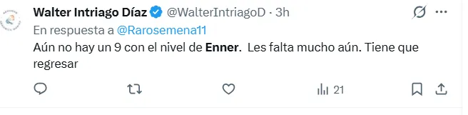 Algunos de los comentarios para Enner Valencia. (Captura de pantalla)