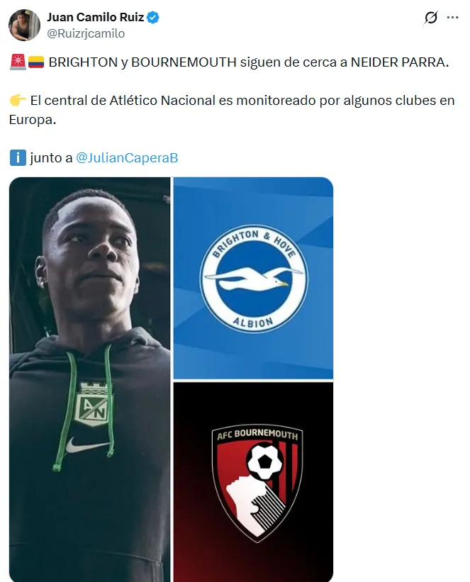 Naider Parra puede dar el gran salto a otro club. (Foto: Captura de Pantalla)