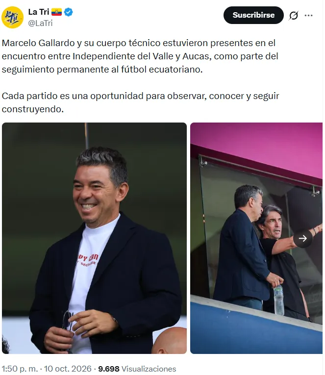 Gallardo presente en el partido de IDV. (Foto: Captura de pantalla)