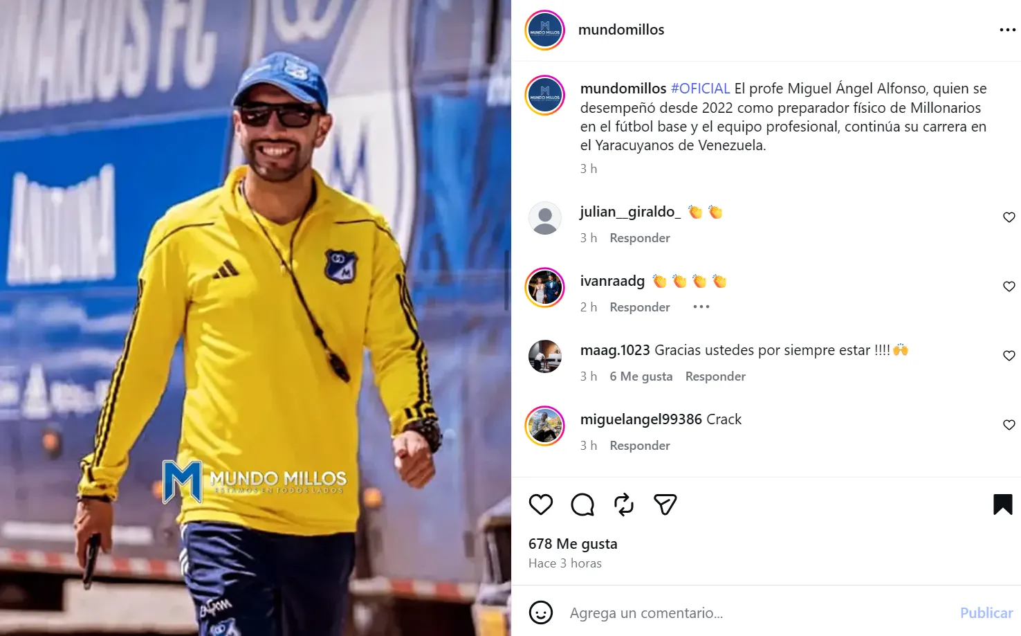 Salida en Millos. (Foto: IG / MundoMillos)