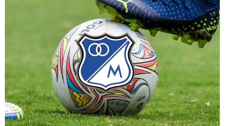 El balón de la Liga Colombiana y el escudo de Millos.