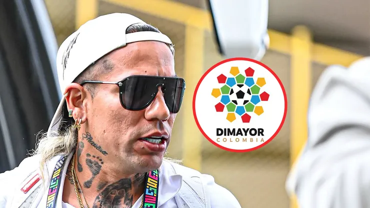 Dayro Moreno y el logo de la Dimayor.
