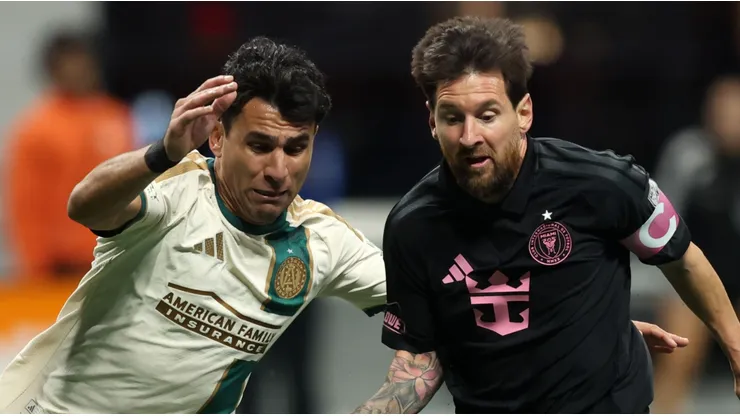 Junior Alonso y Lionel Messi en Atlanta United vs. Inter Miami.